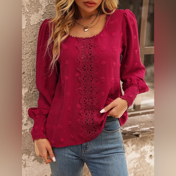 Fiery Passion Red Long Sleeve Blouse - Picture 1 of 4